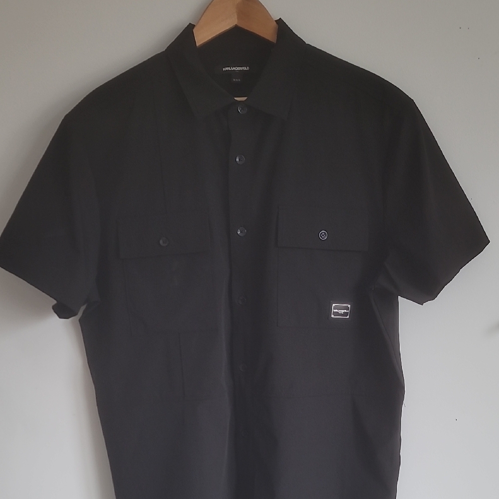 Karl Lagerfeld Black Casual Button Down Shirt